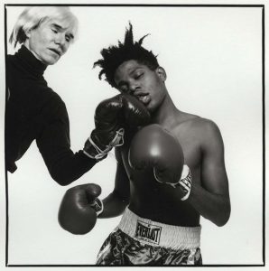 Andy Warhol and Jean-Michel Basquiat fighting, 1985